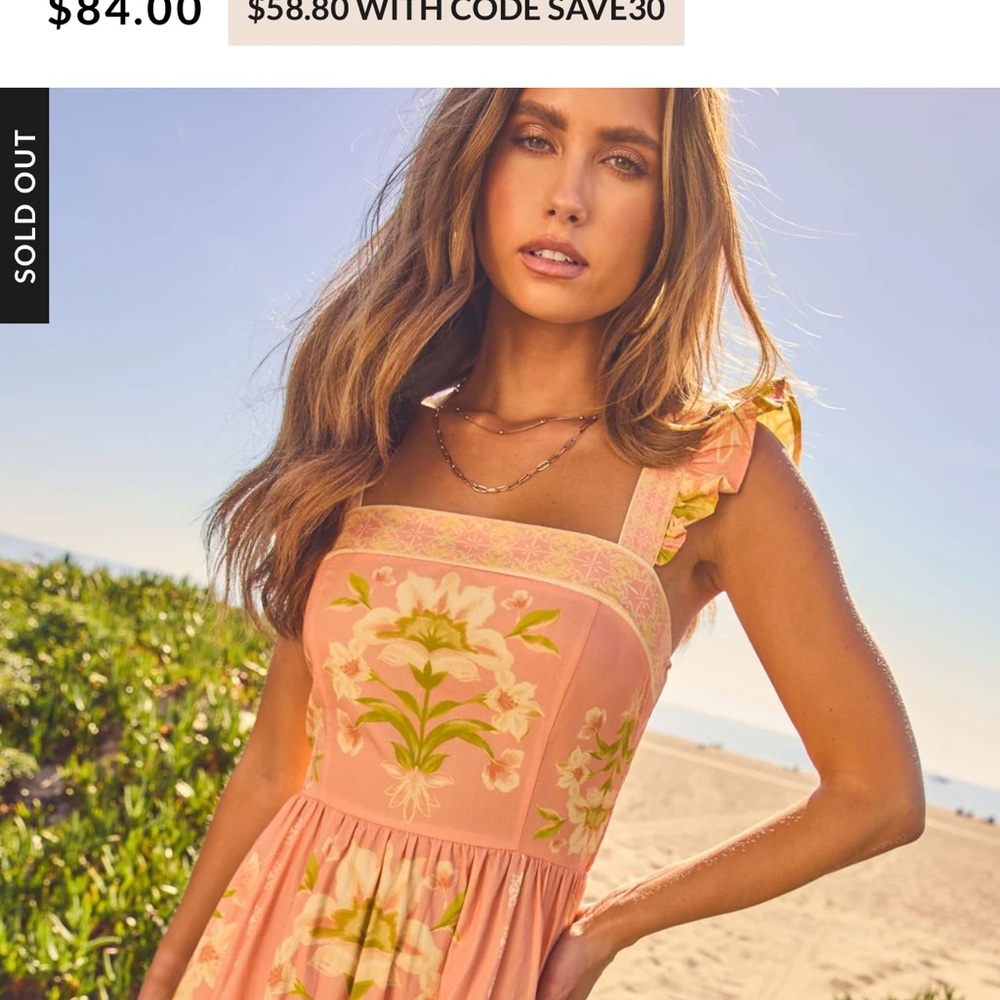 Vici Peach Floral Tiered Maxi Dress - Picture 2 of 5